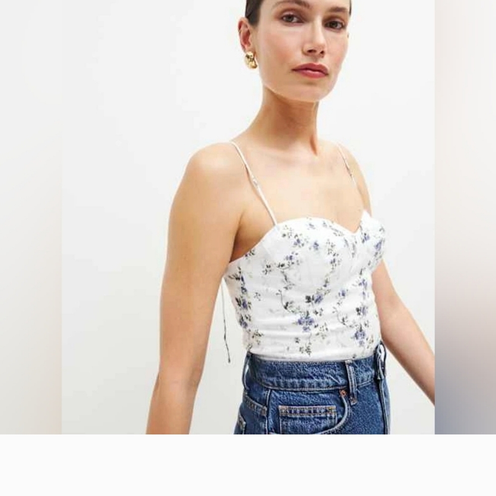 Reformation White Fitted Bustier Camisole